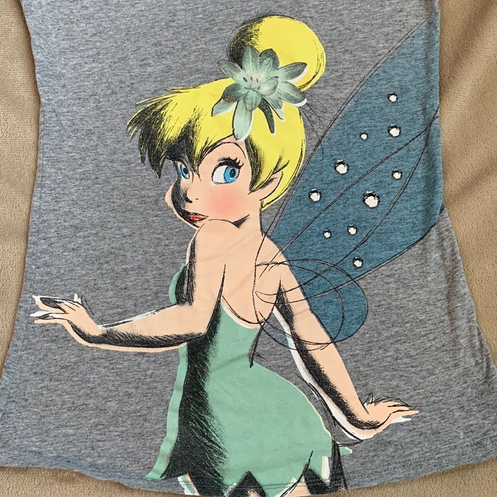 Disney Tinkerbell Fitted Graphic T-shirt Girls L Gray